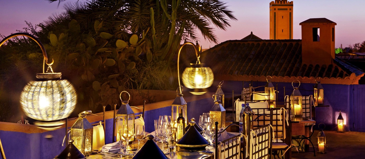 Outdoor dining at Riad Farnatchi