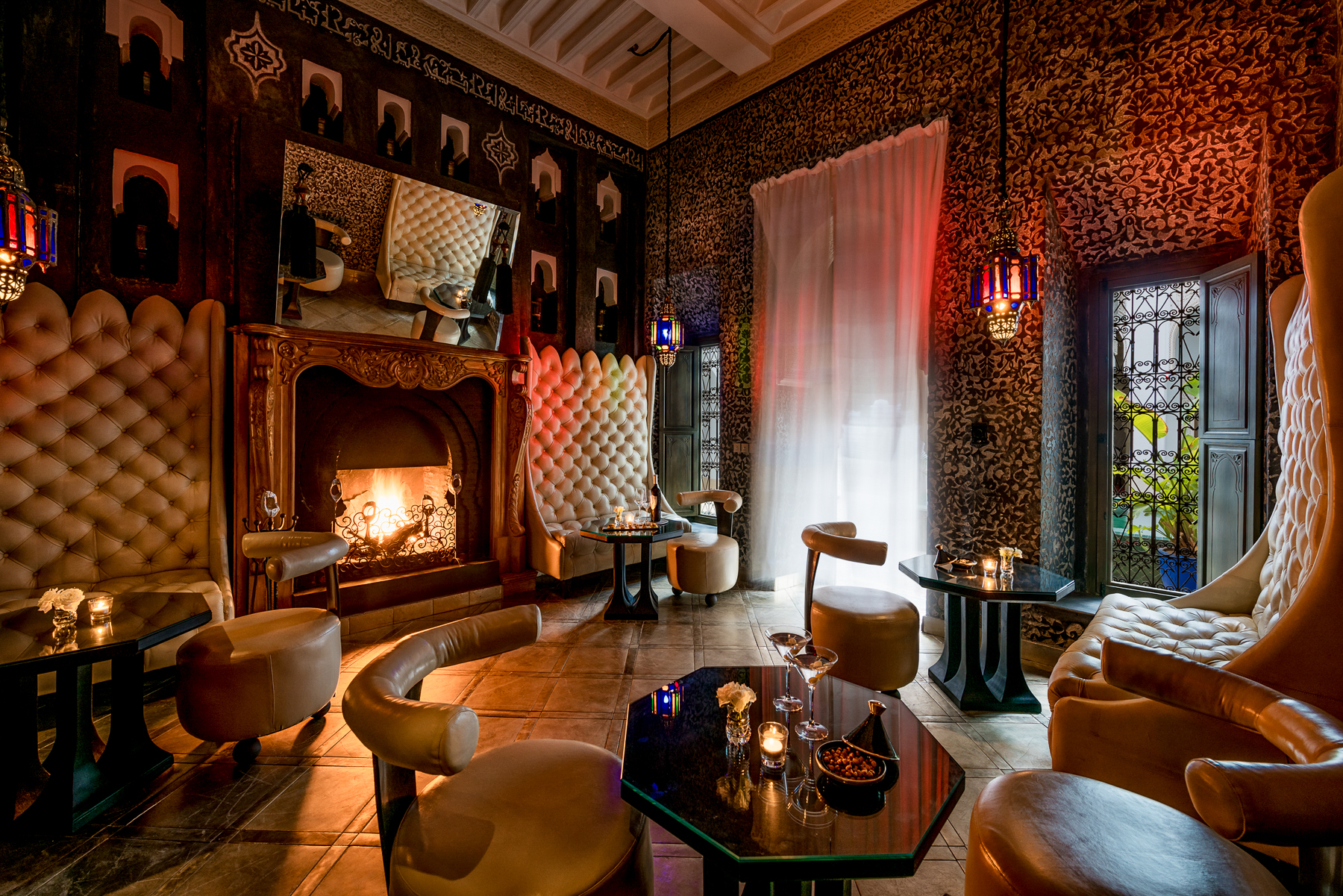 Communal lounge at Riad Farnatchi in Marrakech