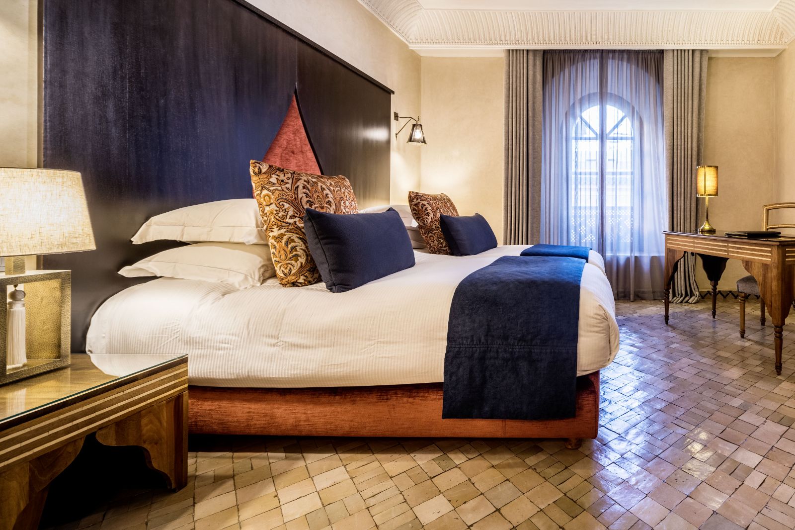 Guest suite bed at Riad Fes