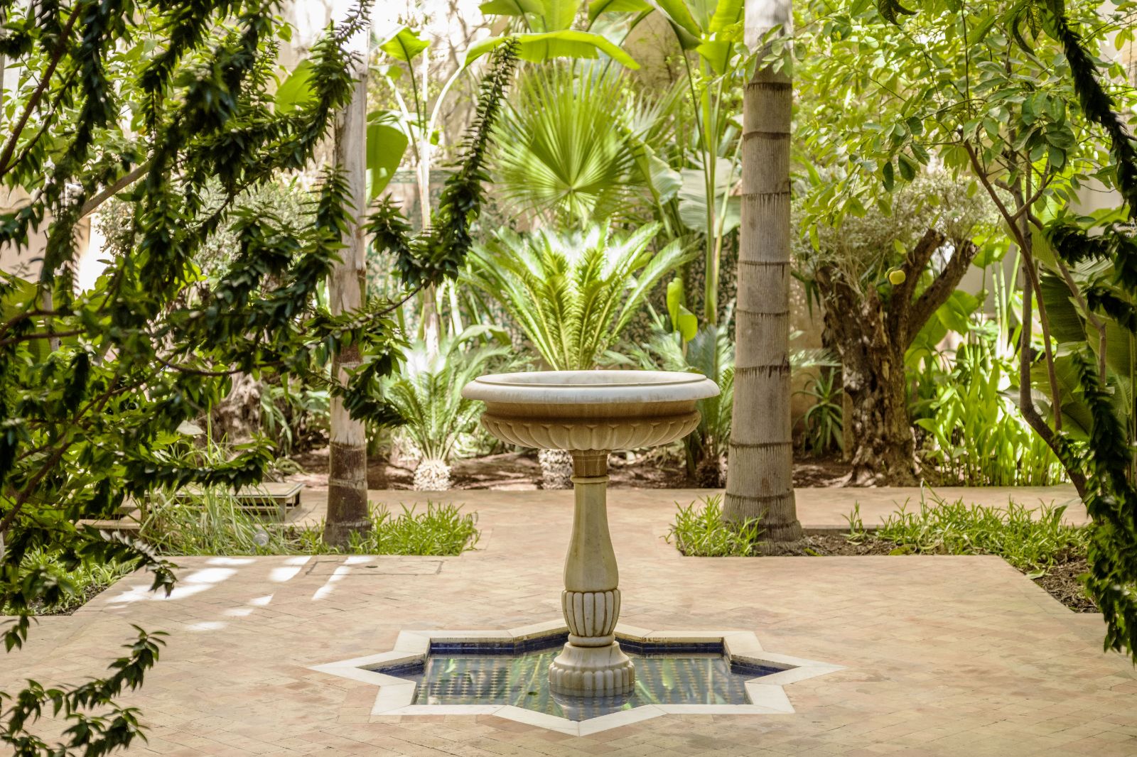 Fountain and courtyard terrace at Riad Fes