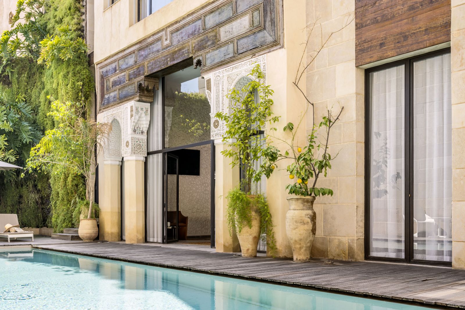 Poolside terrace at Riad Fes