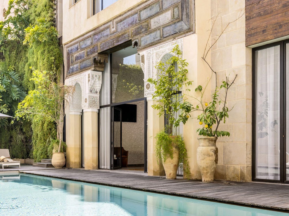 Poolside terrace at Riad Fes