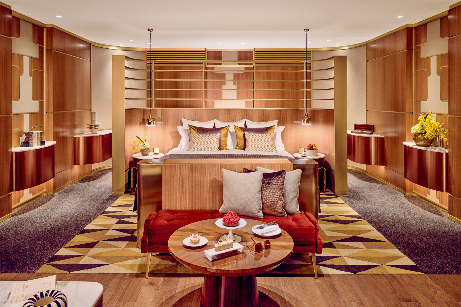 A guest suite bedroom at the Royal Mansour Casablanca