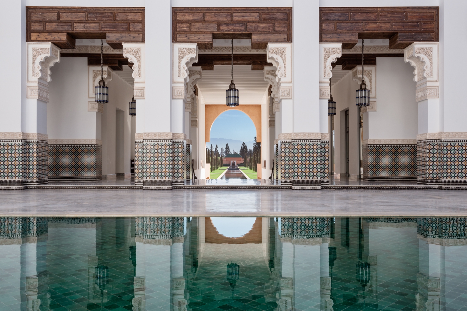 Pool with view and mosaics