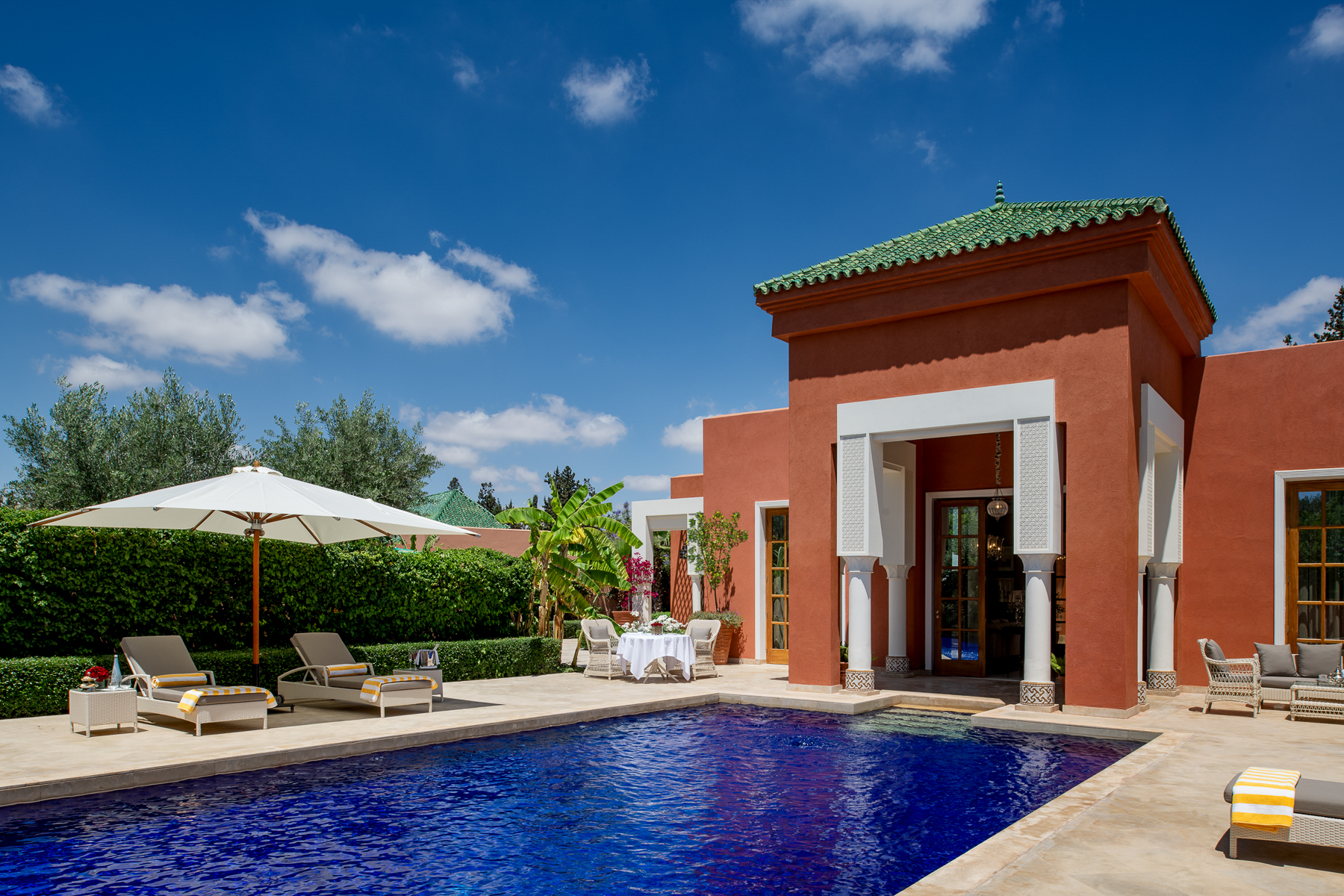 Royal Villa swimming pool and exterior at the Oberoi Marrakech hotel