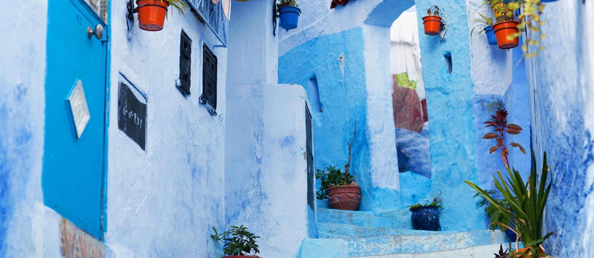 Colourful buildings in Chefchaouen in Morocco