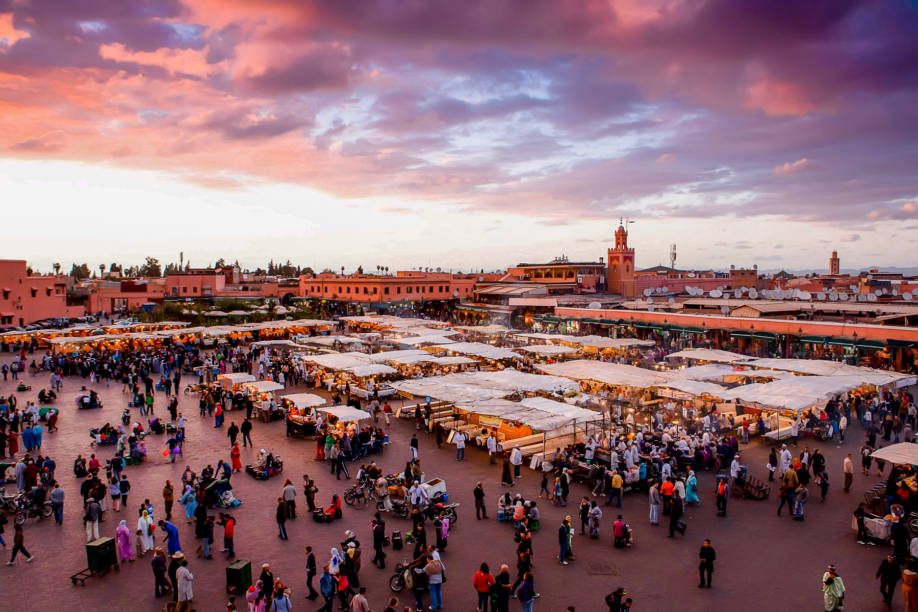 Aerial view of the Djemaa el-Fna in Marrakech