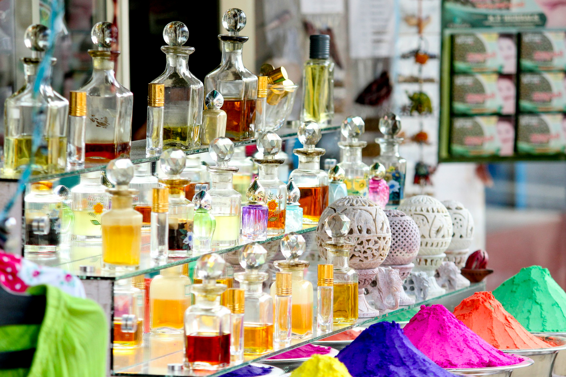 Fragrances at a perfumery in Morocco