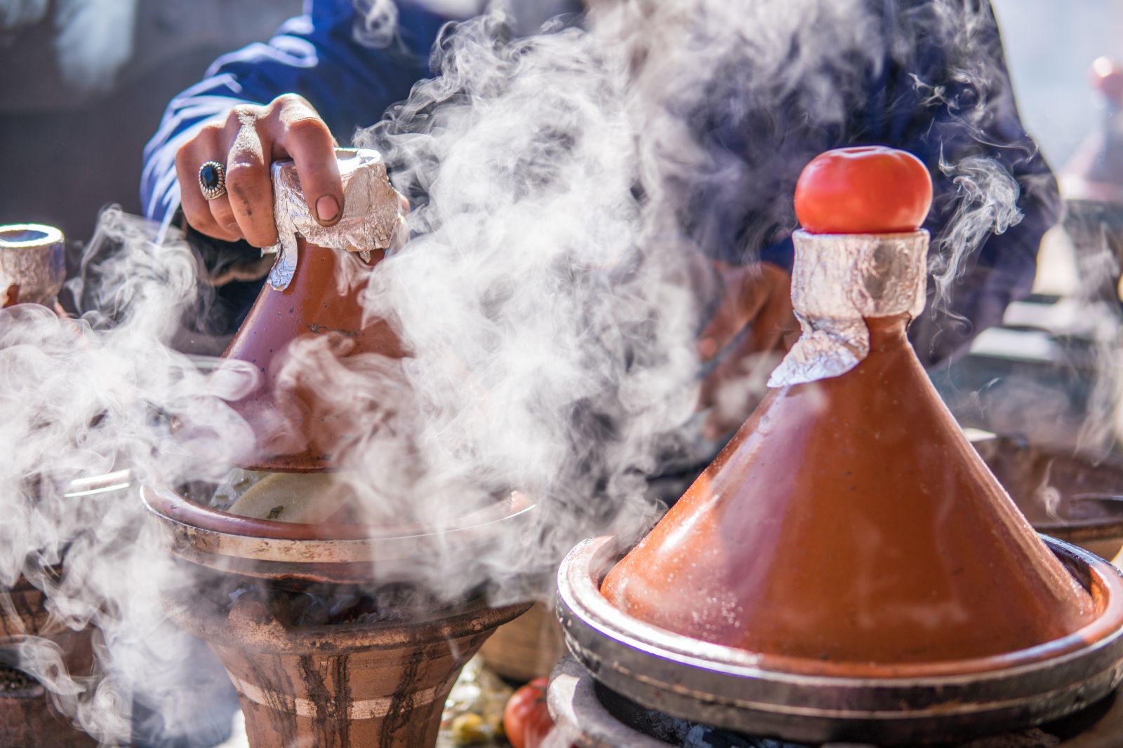 Cooking traditional tagines in Morocco