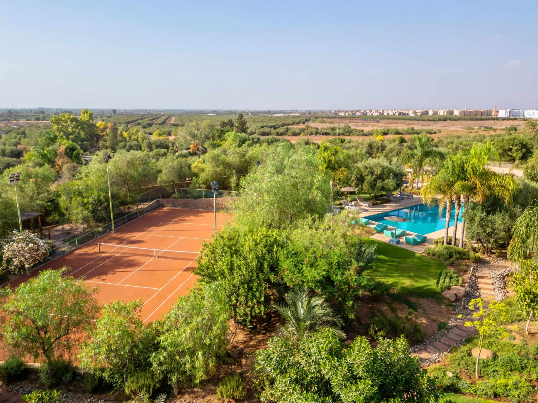 Tennis Court at Cobalt Blue in Morocco 