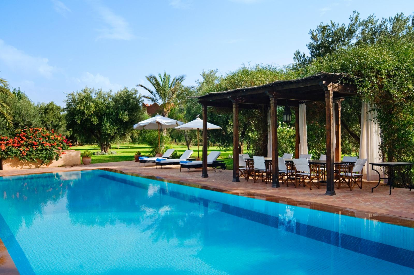 The pool and seating area at Villa Alexandra