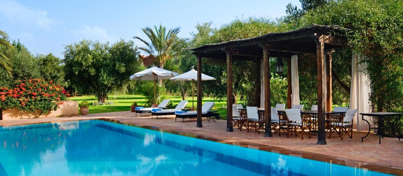 The pool and seating area at Villa Alexandra
