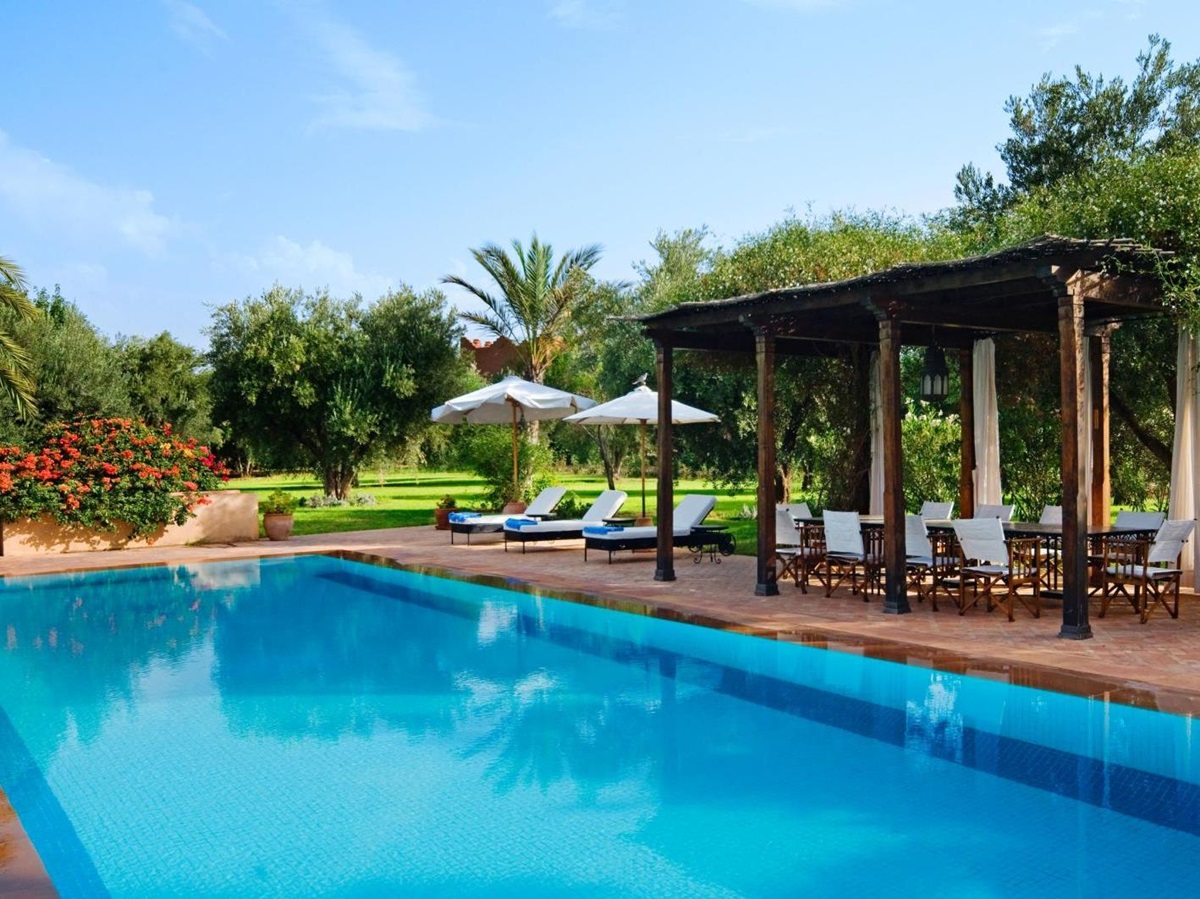 The pool and seating area at Villa Alexandra