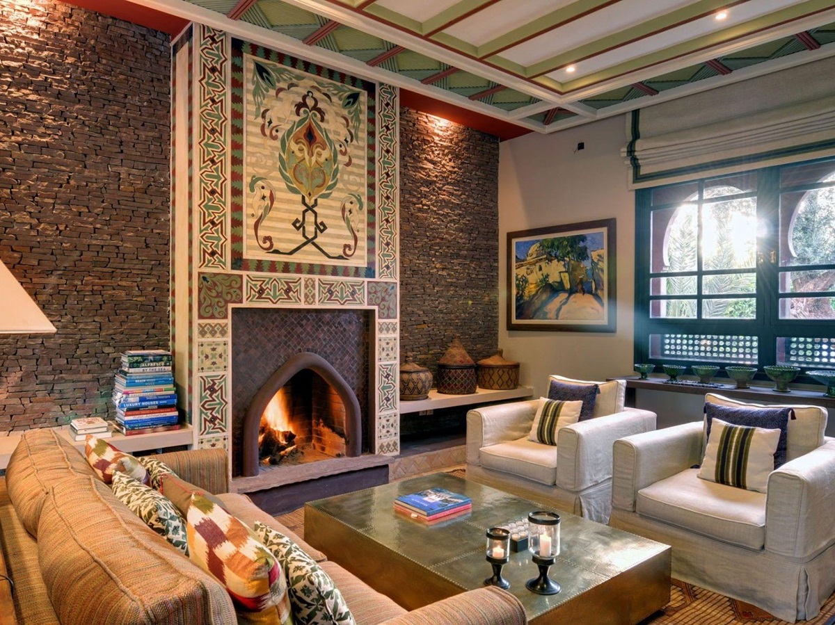 Drawing room at Villa Alkhozama in Morocco