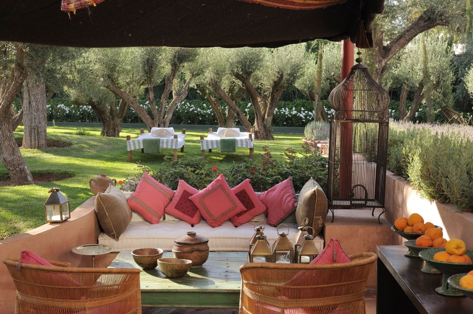 Outdoor lounge at Villa Alkhozama in Morocco