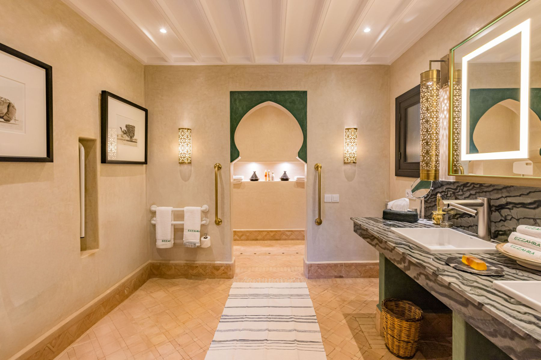 Bathroom arch at Villa Azeer in Morocco