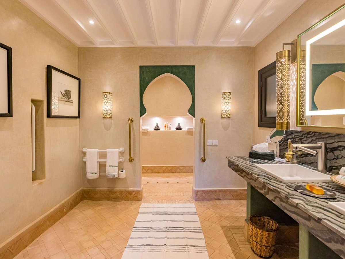 Bathroom arch at Villa Azeer in Morocco