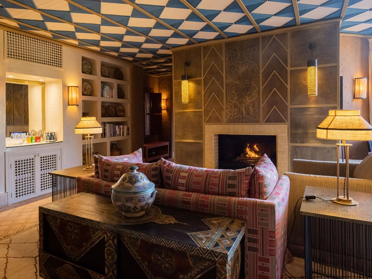 Fireplace at Villa Azeer in Morocco