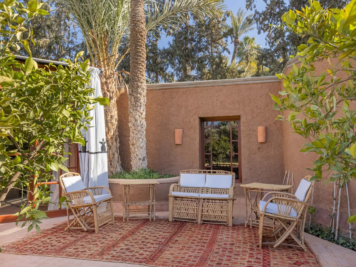Outdoor seating at Villa Azeer in Morocco