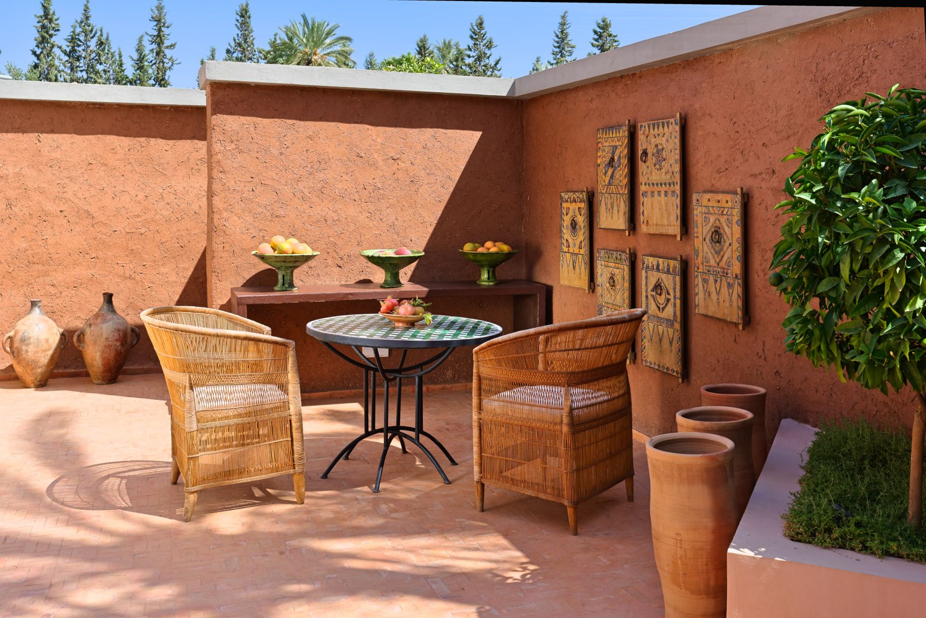 Outdoor seating area at Villa Azzaytouna in Morocco