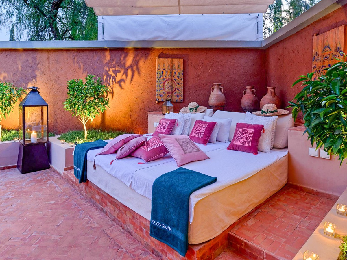 Large sun lounger at Villa Azzaytouna in Morocco