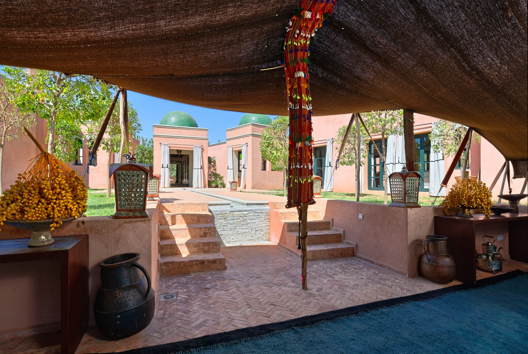 Tent and exterior view of Villa Azzaytouna in Morocco