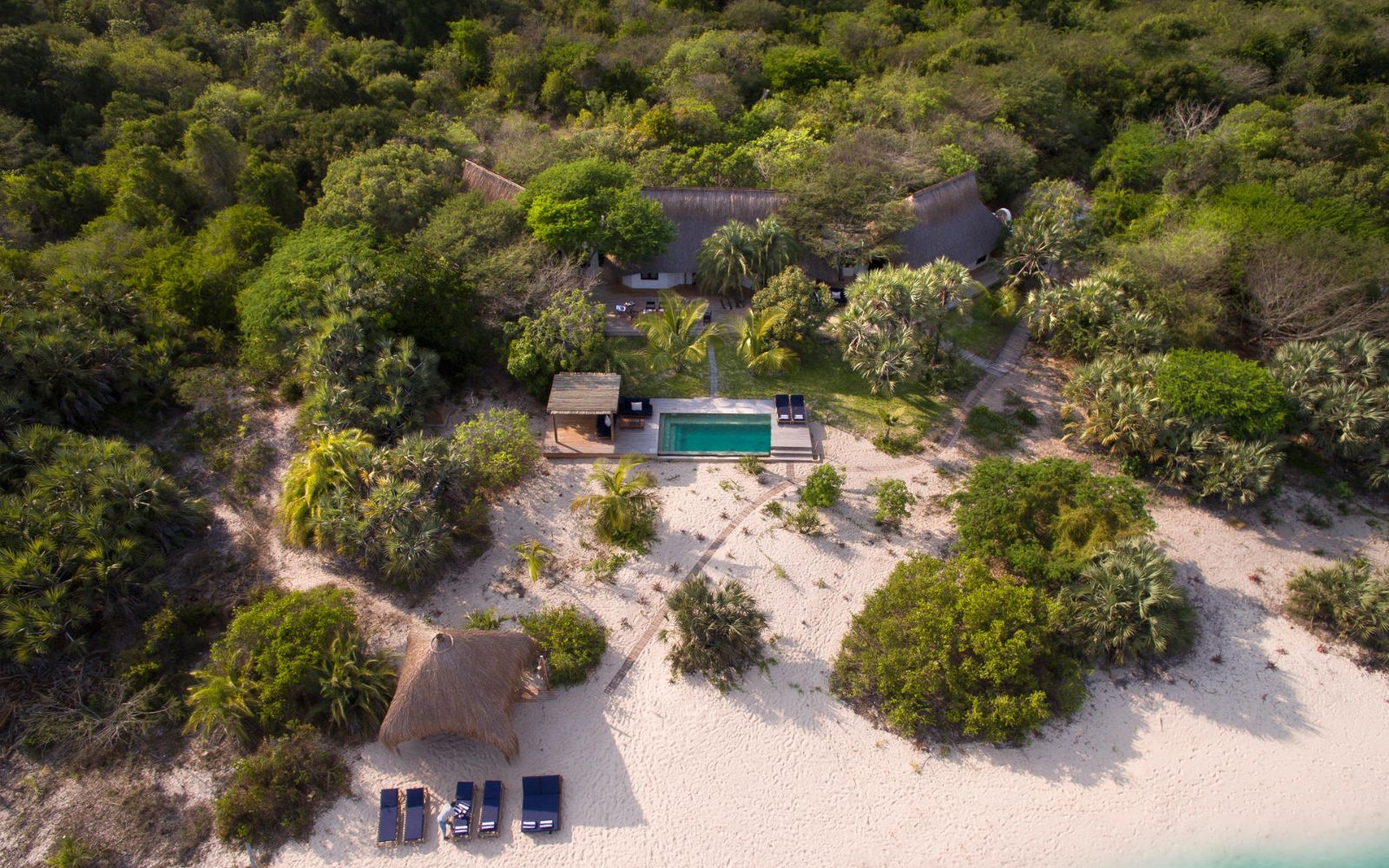 Aerial view of &Beyond Benguerra Island in Mozambique