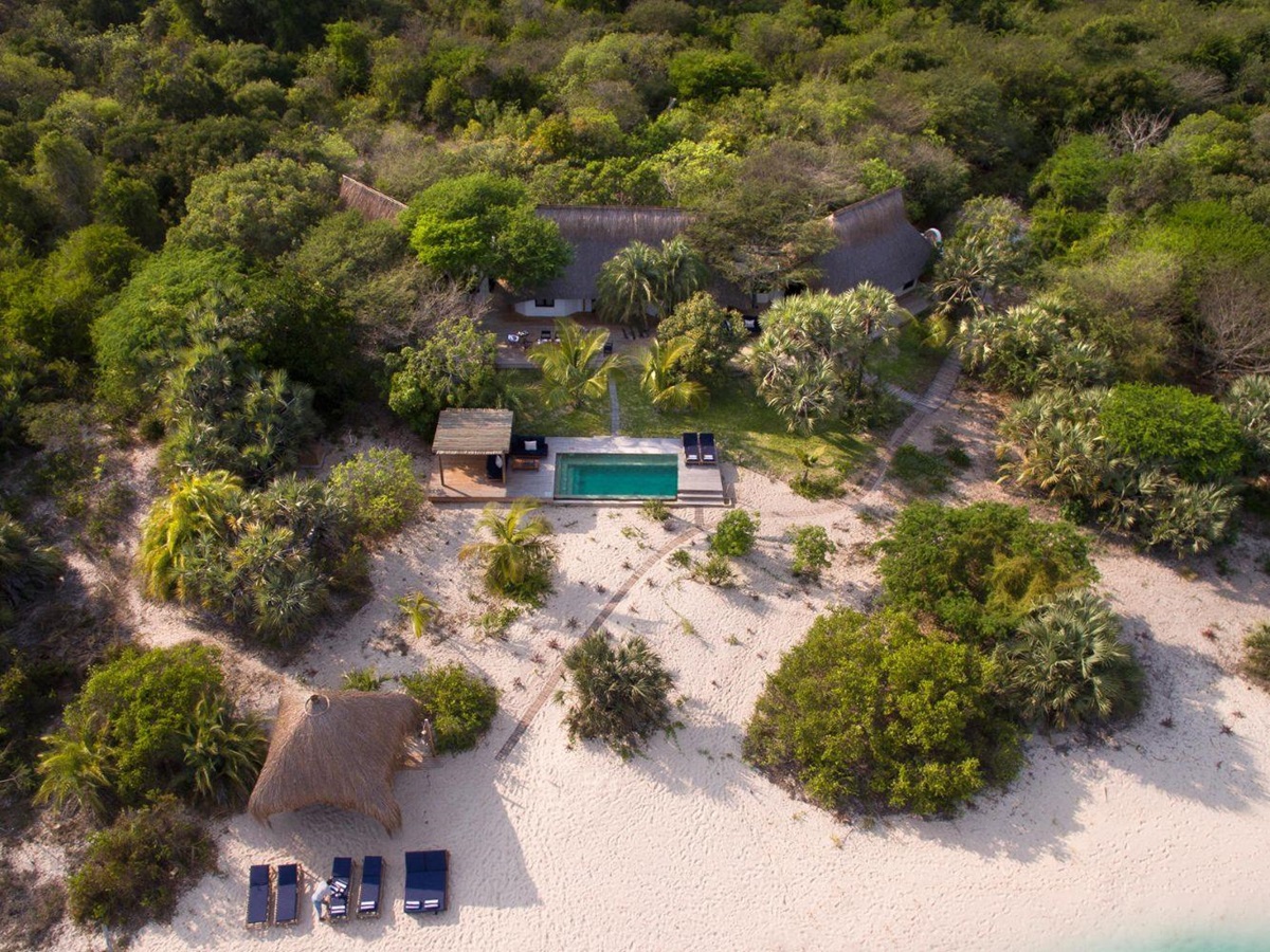 Aerial view of &Beyond Benguerra Island in Mozambique