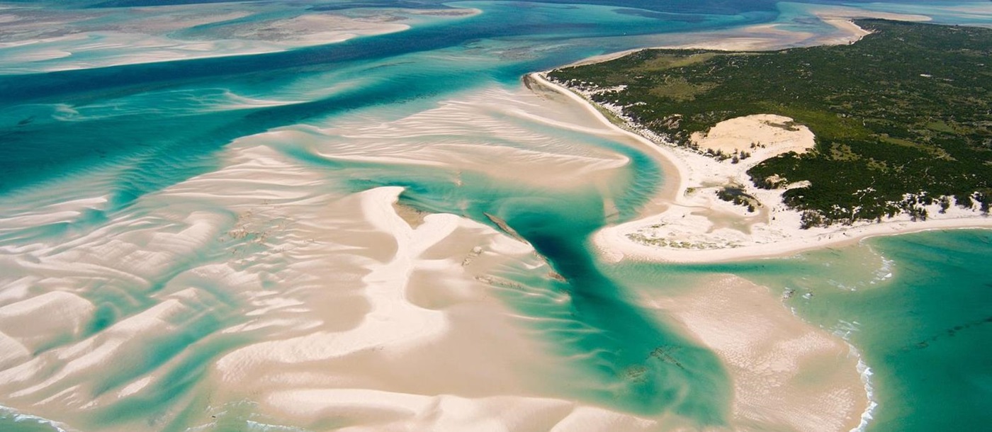 Aerial view of surroundings at &Beyond Benguerra Island in Mozambique