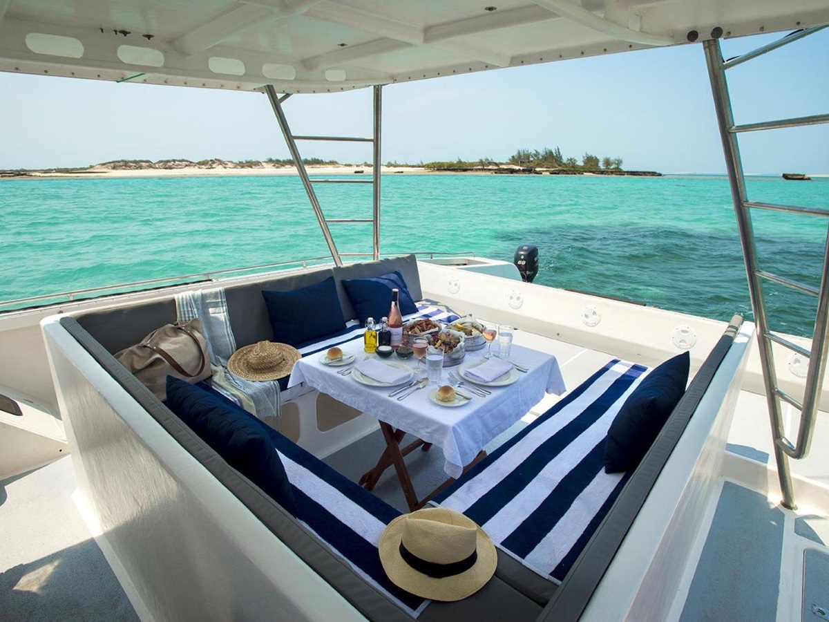 Lunch on a boat excursion from &Beyond Benguerra Island in Mozambique