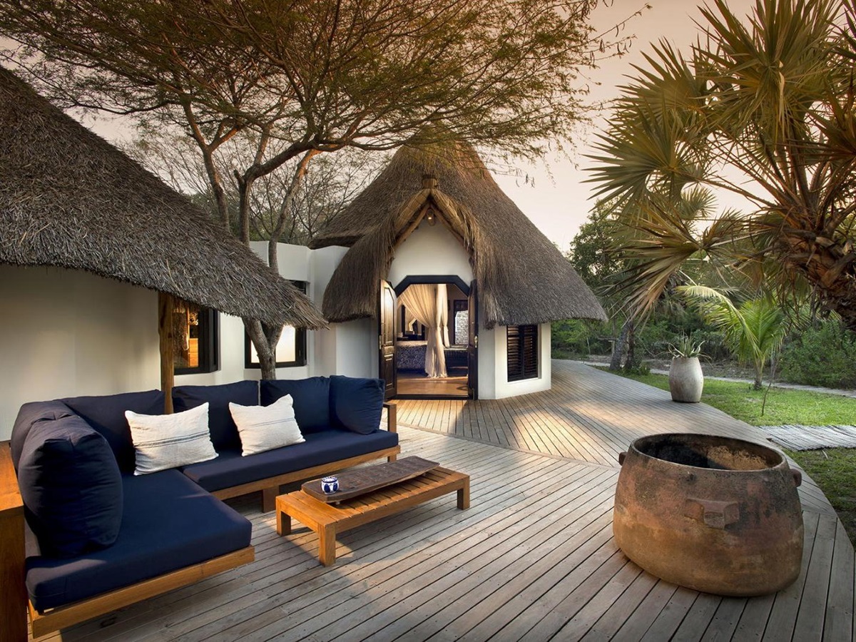 Deck and firepit at &Beyond Benguerra Island in Mozambique