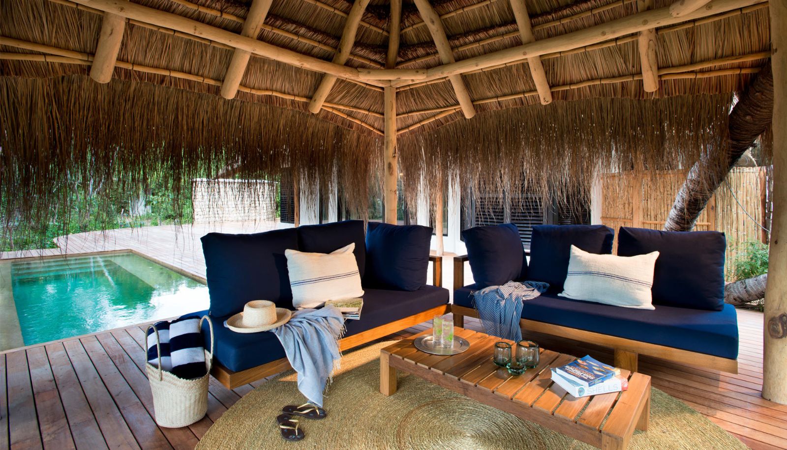 Deck and pool at &Beyond Benguerra Island in Mozambique