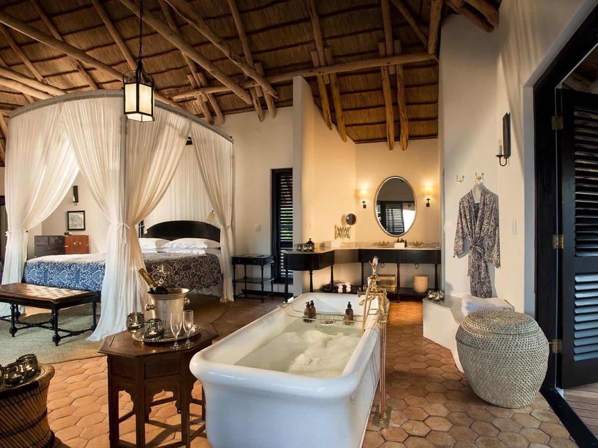 Guest suite bathroom area at &Beyond Benguerra Island in Mozambique