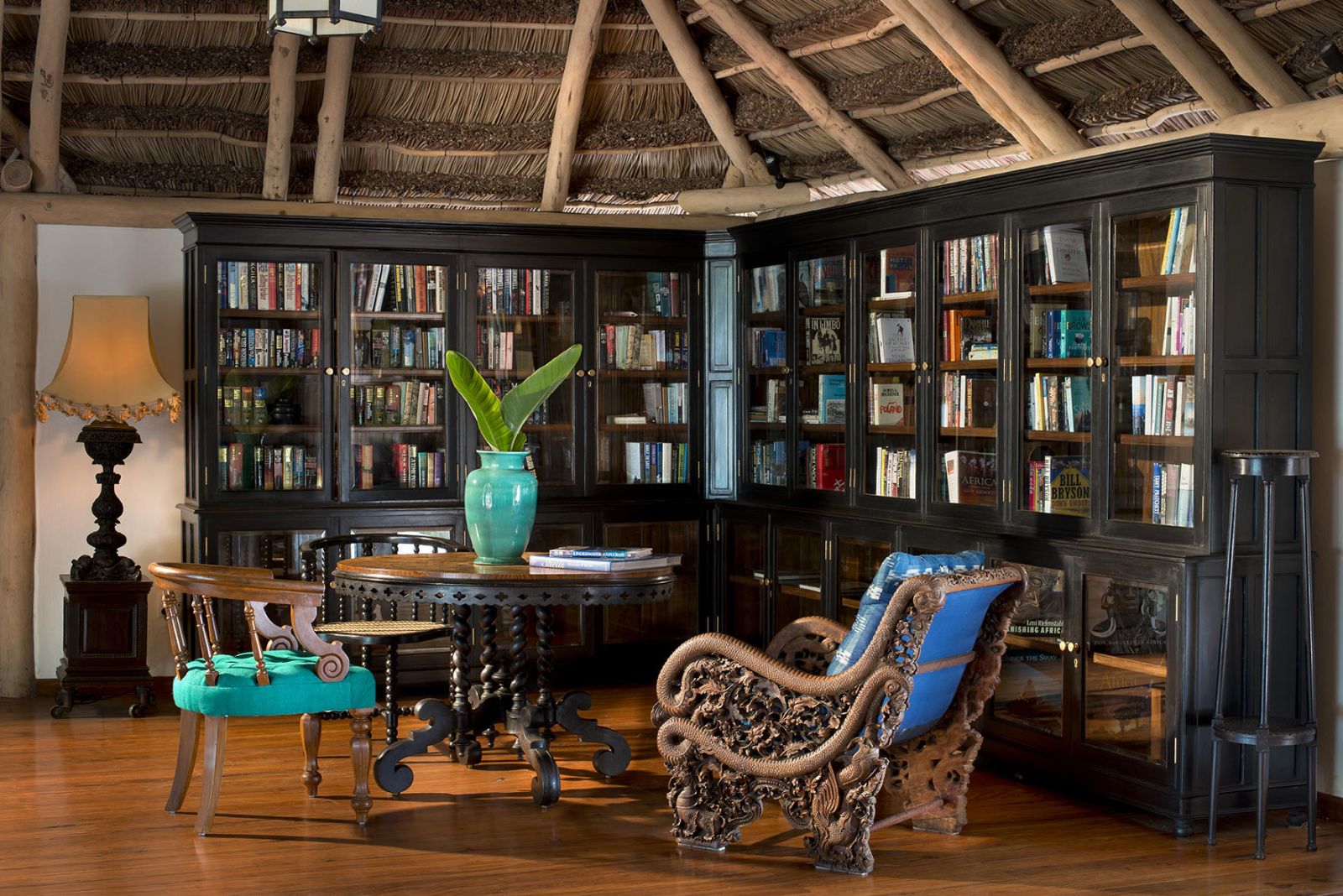 Library at &Beyond Benguerra Island in Mozambique