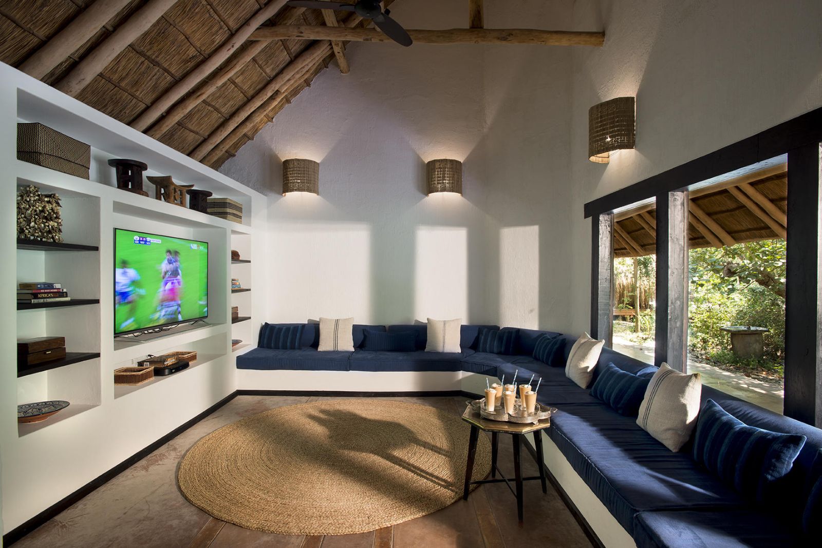 Television lounge area at &Beyond Benguerra Island in Mozambique