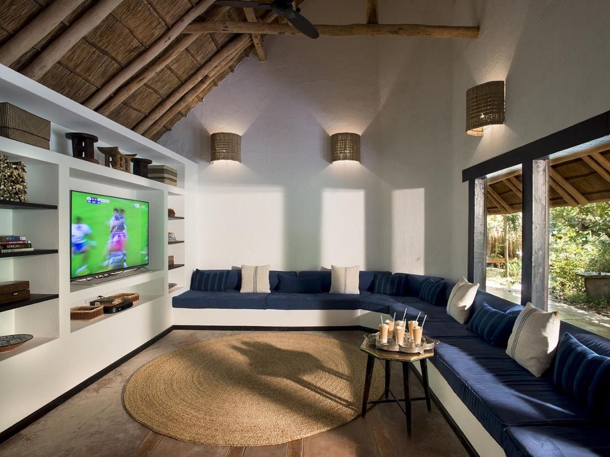 Television lounge area at &Beyond Benguerra Island in Mozambique