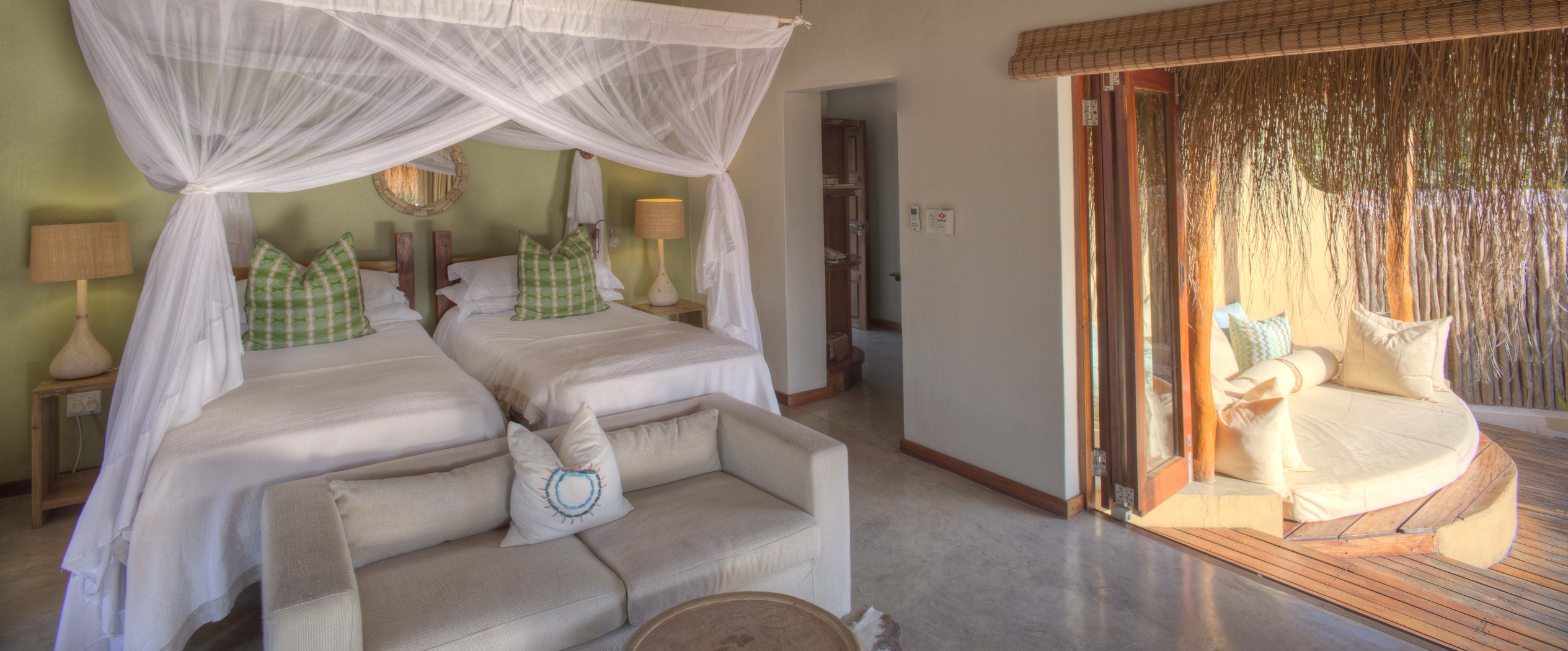 Beach villa bedroom at Azura Benguerra, Mozambique
