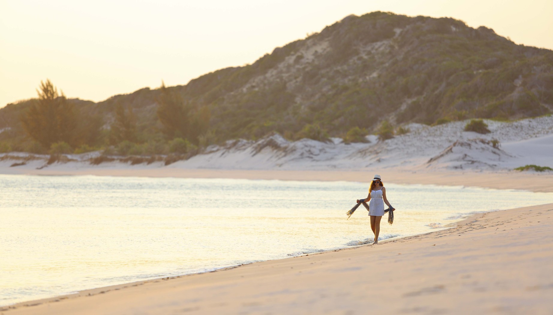 Solo beach walk at Azura Benguerra, Mozambique