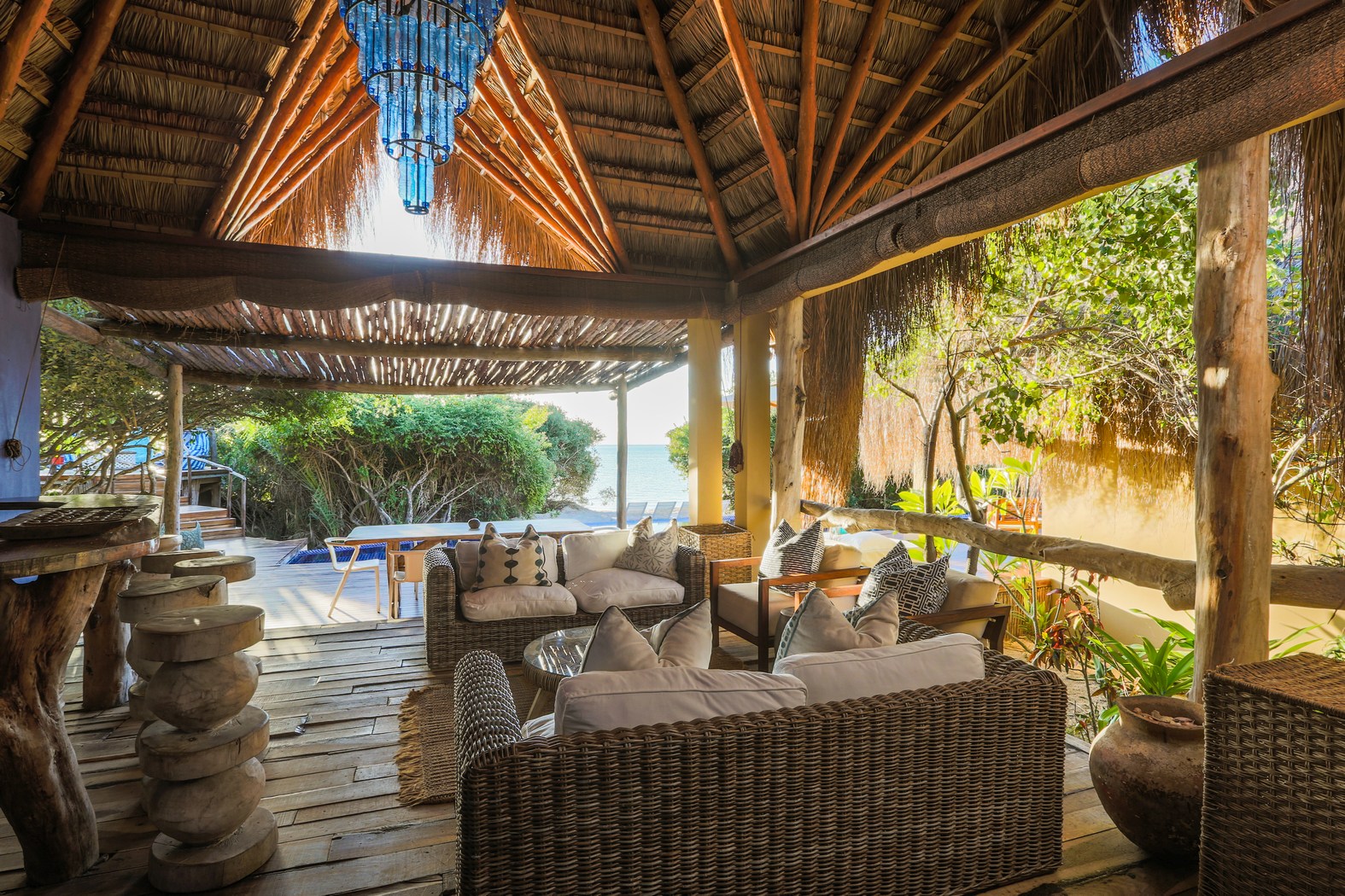Open deck of the presidential villa at Azura Benguerra, Mozambique