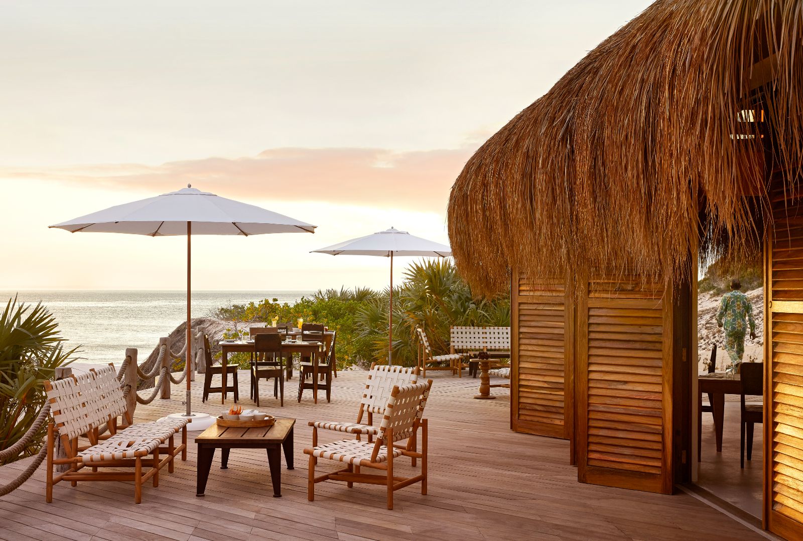 Exterior view of Baracca restaurant at Kisawa Sanctuary on the southern tip of Benguerra Island in Mozambique
