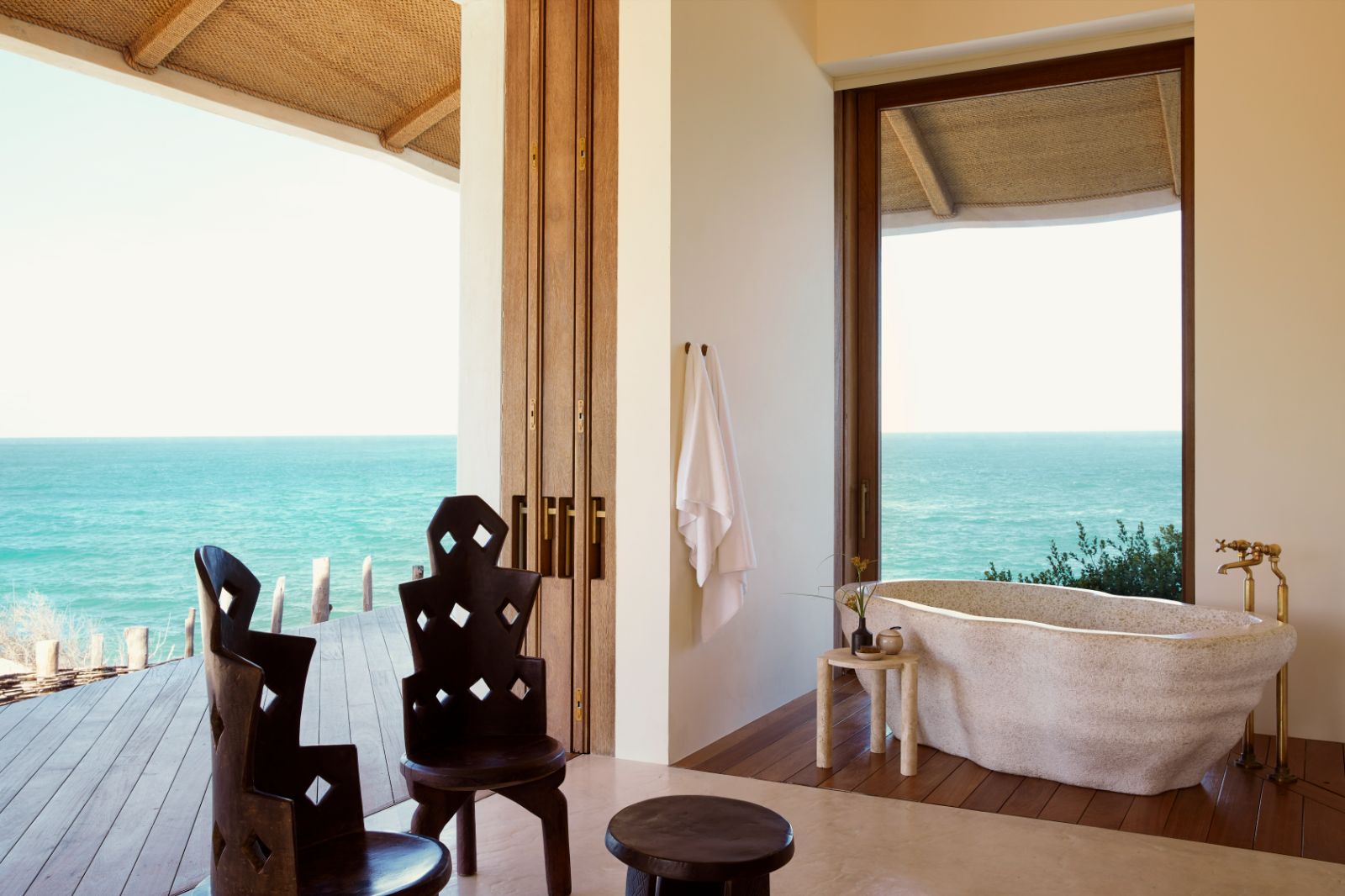 Guest suite bathroom at Kisawa Sanctuary on the southern tip of Benguerra Island in Mozambique