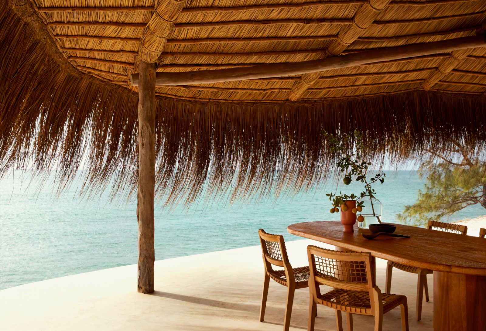 Guest terrace at Kisawa Sanctuary on the southern tip of Benguerra Island in Mozambique