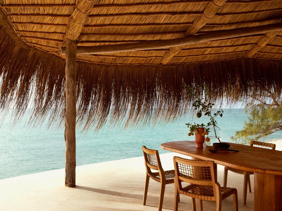 Guest terrace at Kisawa Sanctuary on the southern tip of Benguerra Island in Mozambique