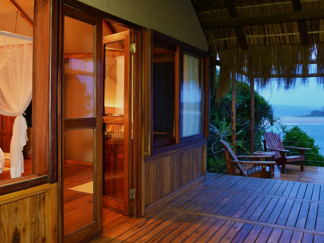 The deck from a room at Machangulo Beach Lodge