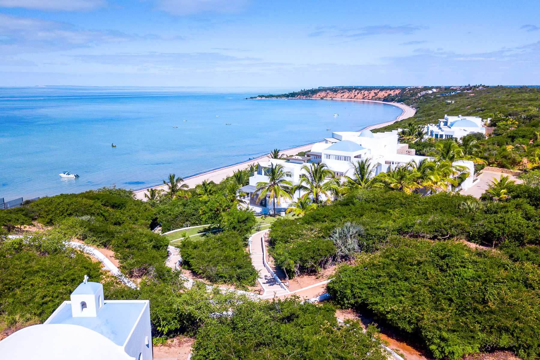 Aerial view of Santorini luxury resort in Mozambique