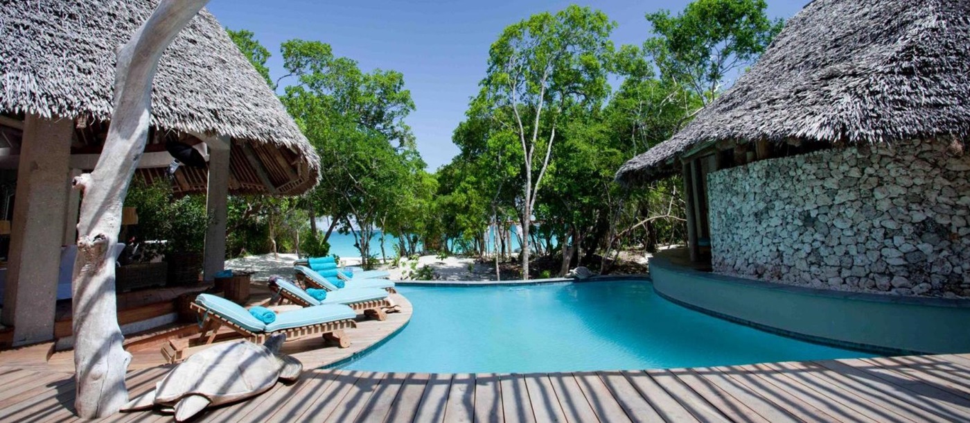 Decking around the pool at Villa Casamina in Mozambique