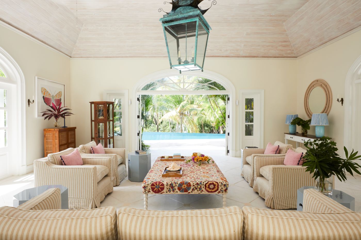 Living room at Bamboo House with views of the gardens at Bamboo House