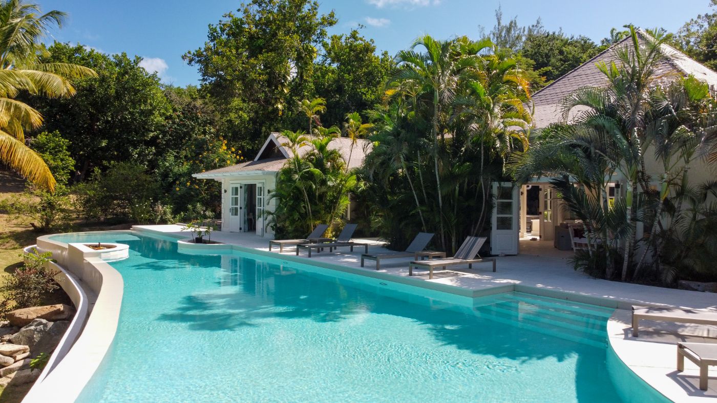 Pool and gardens at Bamboo House