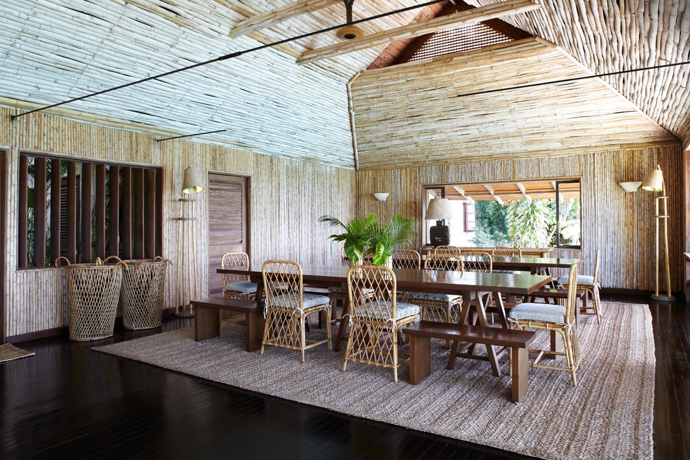 indoor dining area of the Beach House, Mustique