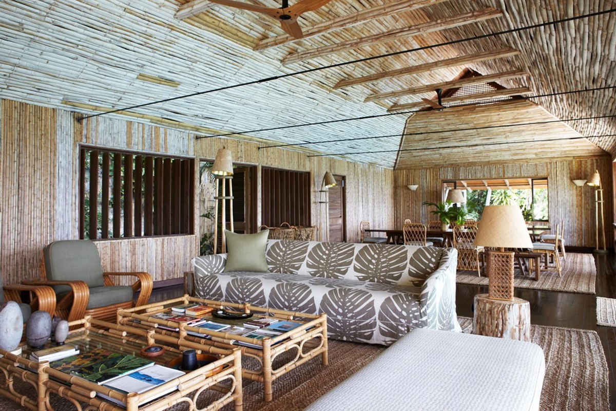 Indoor living room of the Beach House, Mustique